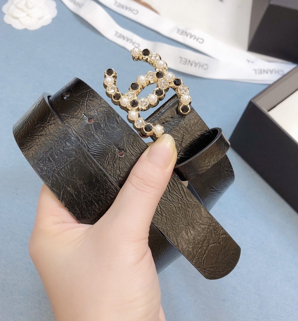 1:1 Replica Chanel Belt With Beaded Buckle Brown Gold-Toned Metal and Strass Women Belt