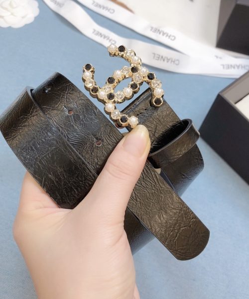 1:1 Replica Chanel Belt With Beaded Buckle Brown Gold-Toned Metal and Strass Women Belt