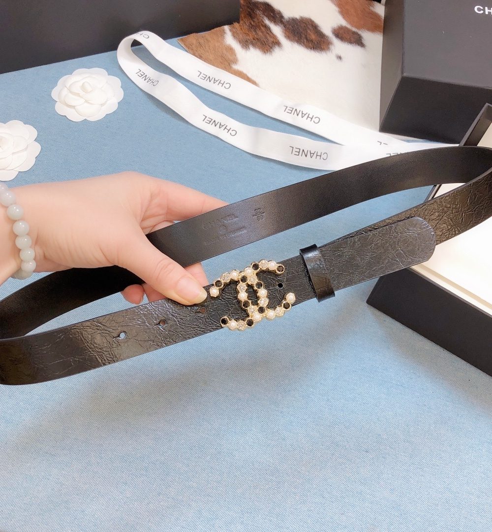 1:1 Replica Chanel Belt With Beaded Buckle Brown Gold-Toned Metal and Strass Women Belt