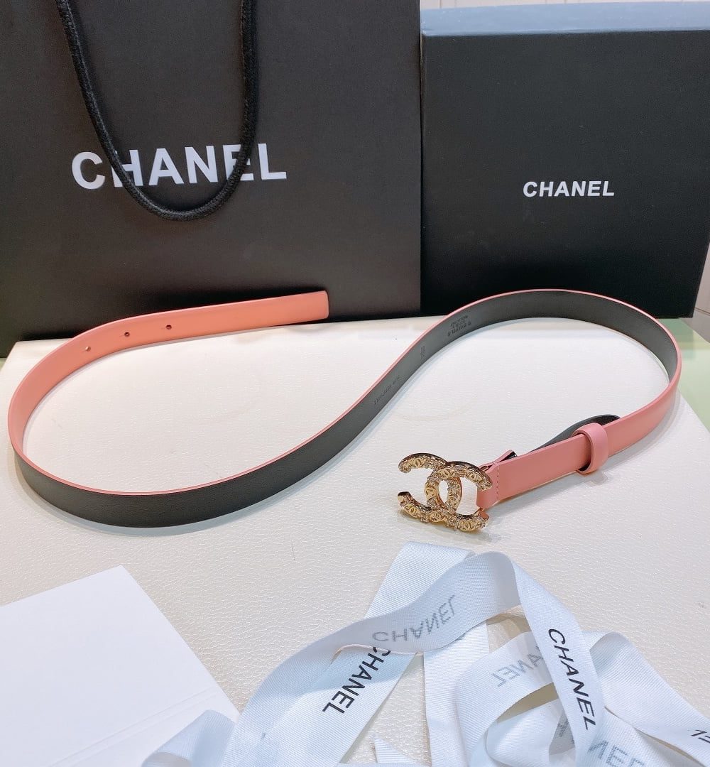 1:1 Replica Chanel Belt With Beaded Buckle Pink Gold-Toned Metal and Strass Women Belt