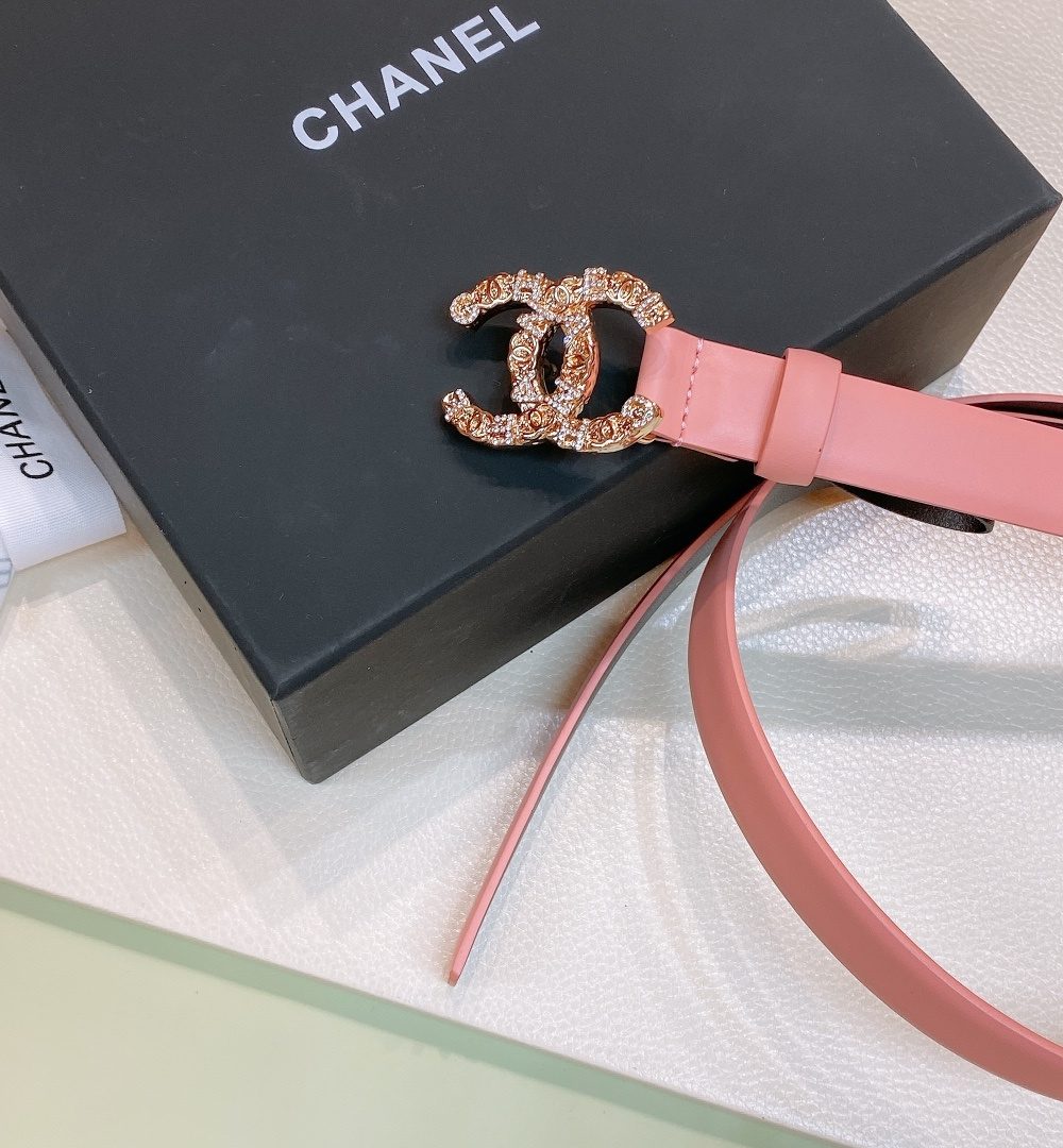 1:1 Replica Chanel Belt With Beaded Buckle Pink Gold-Toned Metal and Strass Women Belt