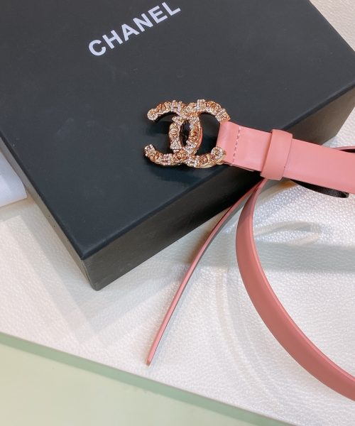 1:1 Replica Chanel Belt With Beaded Buckle Pink Gold-Toned Metal and Strass Women Belt