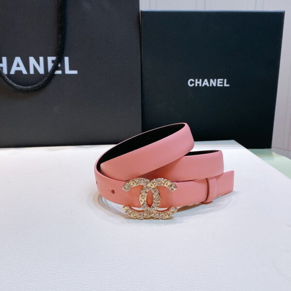 1:1 Replica Chanel Belt With Beaded Buckle Pink Gold-Toned Metal and Strass Women Belt