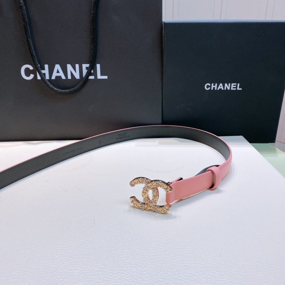 1:1 Replica Chanel Belt With Beaded Buckle Pink Gold-Toned Metal and Strass Women Belt - Image 5