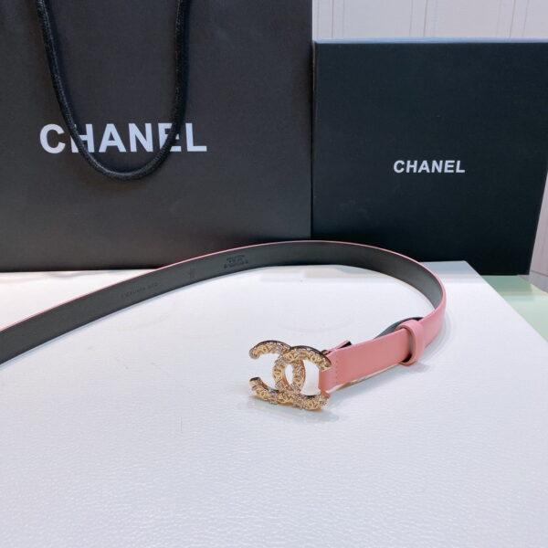 1:1 Replica Chanel Belt With Beaded Buckle Pink Gold-Toned Metal and Strass Women Belt