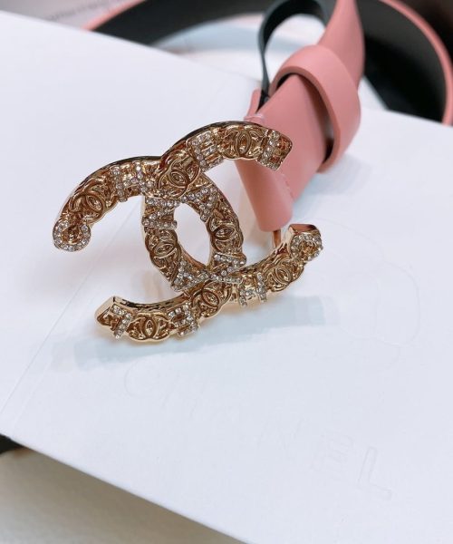 1:1 Replica Chanel Belt With Beaded Buckle Pink Gold-Toned Metal and Strass Women Belt