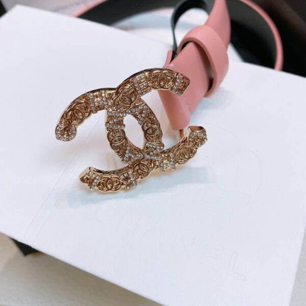 1:1 Replica Chanel Belt With Beaded Buckle Pink Gold-Toned Metal and Strass Women Belt