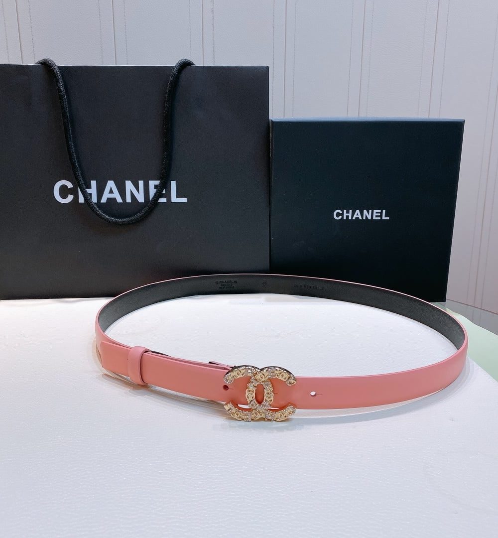 1:1 Replica Chanel Belt With Beaded Buckle Pink Gold-Toned Metal and Strass Women Belt