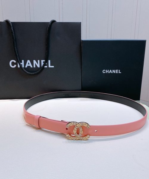1:1 Replica Chanel Belt With Beaded Buckle Pink Gold-Toned Metal and Strass Women Belt