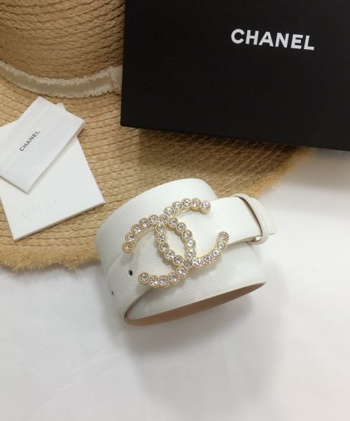 1:1 Replica Chanel Belt With Beaded Buckle White With Gold Toned Hardware Women Belt