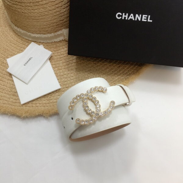 1:1 Replica Chanel Belt With Beaded Buckle White With Gold Toned Hardware Women Belt