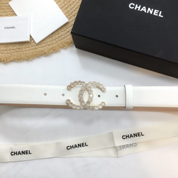 1:1 Replica Chanel Belt With Beaded Buckle White With Gold Toned Hardware Women Belt