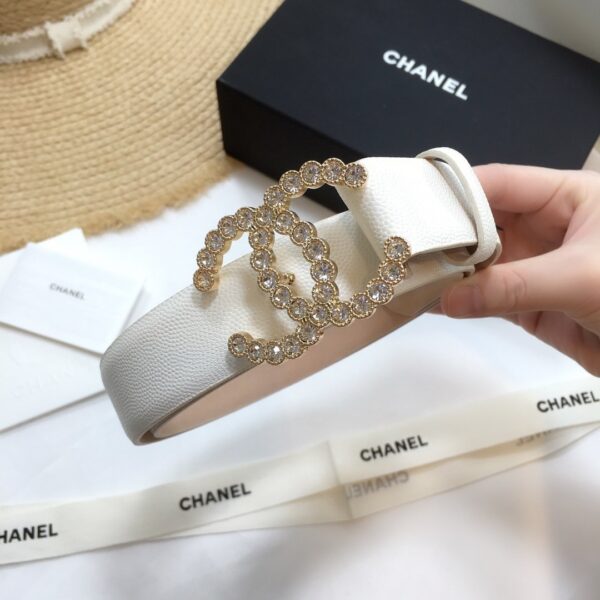 1:1 Replica Chanel Belt With Beaded Buckle White With Gold Toned Hardware Women Belt