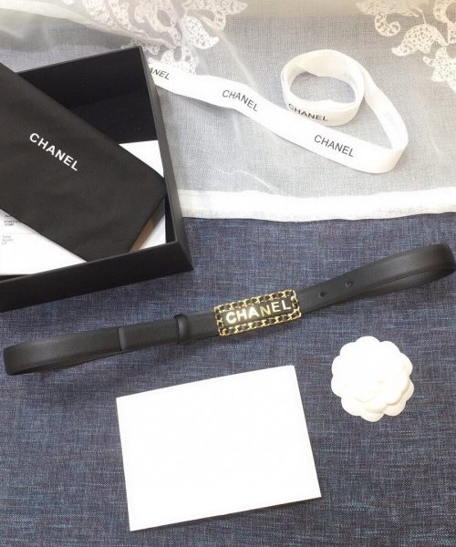 1:1 Replica Chanel Belt With Chanel Signature Black with Gold-Toned Metal Hardware Women Belt