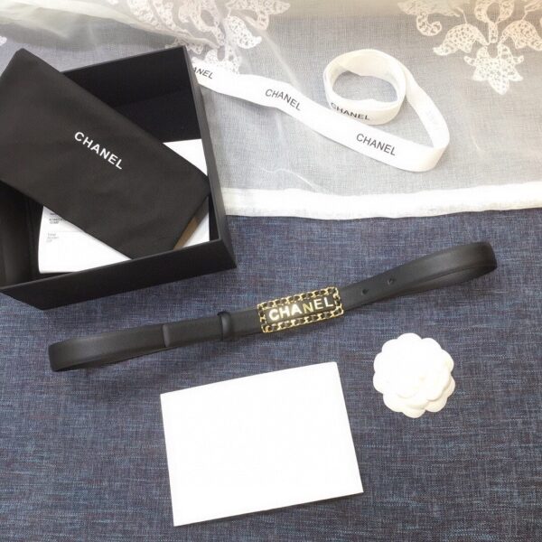 1:1 Replica Chanel Belt With Chanel Signature Black with Gold-Toned Metal Hardware Women Belt