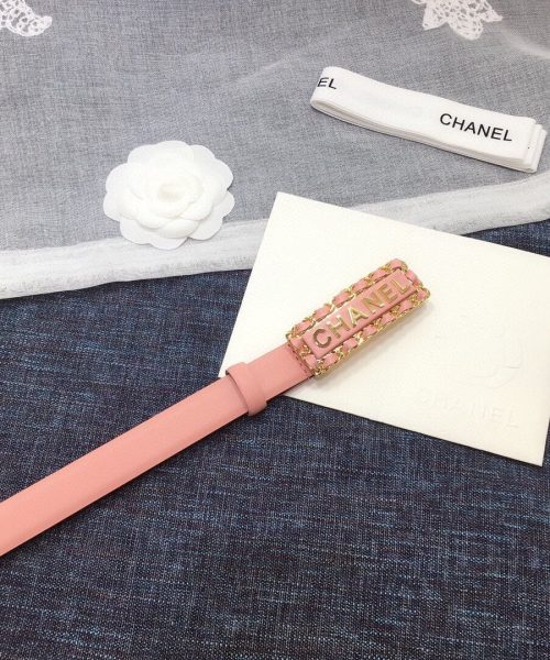 1:1 Replica Chanel Belt With Chanel Signature Light Pink with Gold-Toned Metal Hardware Women Belt