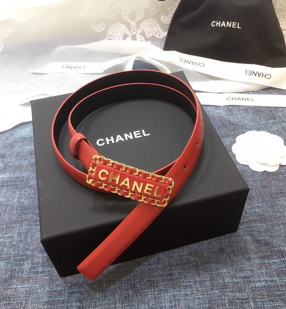 1:1 Replica Chanel Belt With Chanel Signature Orange with Gold-Toned Hardware Women Belt
