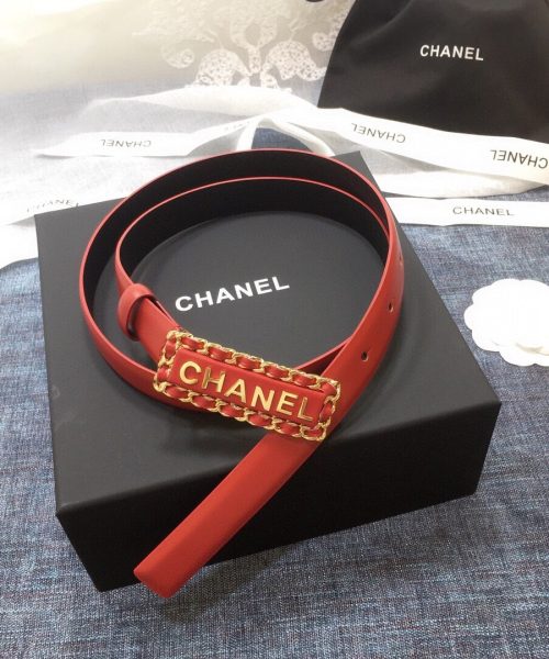 1:1 Replica Chanel Belt With Chanel Signature Orange with Gold-Toned Hardware Women Belt