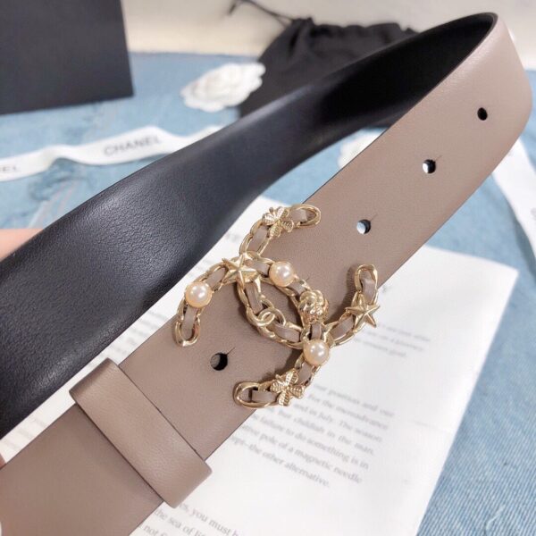 1:1 Replica Chanel Belt With Double C Buckle Beige Gold Toned Hardware Women Belt