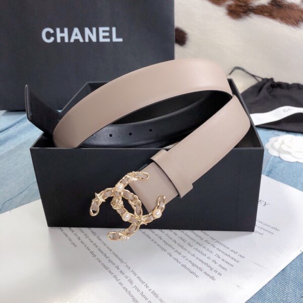1:1 Replica Chanel Belt With Double C Buckle Beige Gold Toned Hardware Women Belt
