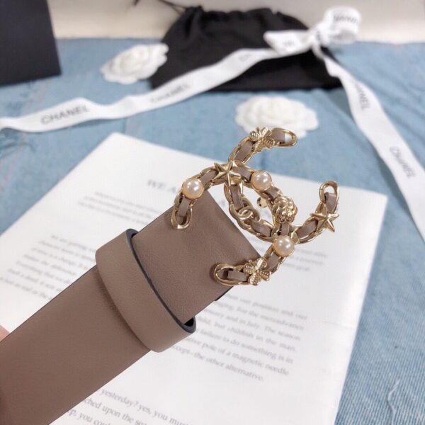 1:1 Replica Chanel Belt With Double C Buckle Beige Gold Toned Hardware Women Belt