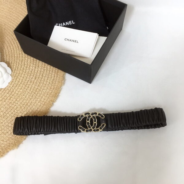 1:1 Replica Chanel Belt With Double C Buckle Black Gold-Tone Metal and Strass Women Belt