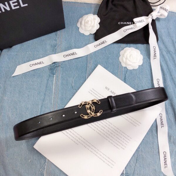 1:1 Replica Chanel Belt With Double C Buckle Black Gold Toned Hardware Women Belt