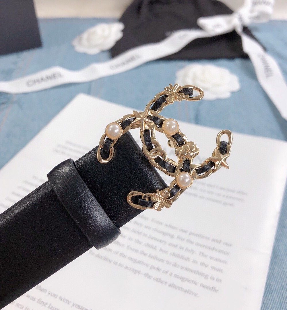 1:1 Replica Chanel Belt With Double C Buckle Black Gold Toned Hardware Women Belt