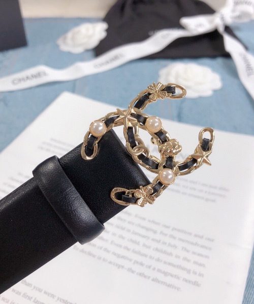 1:1 Replica Chanel Belt With Double C Buckle Black Gold Toned Hardware Women Belt