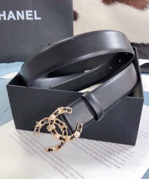 1:1 Replica Chanel Belt With Double C Buckle Black Gold Toned Hardware Women Belt