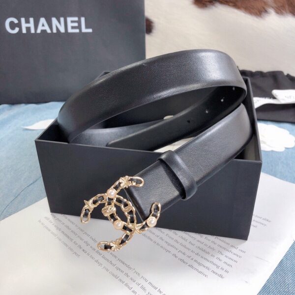 1:1 Replica Chanel Belt With Double C Buckle Black Gold Toned Hardware Women Belt