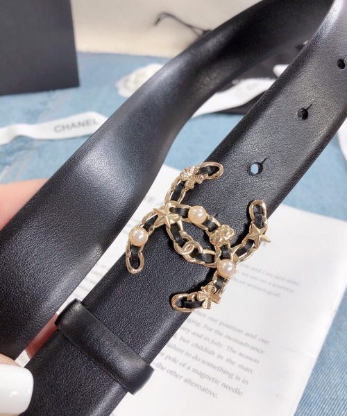 1:1 Replica Chanel Belt With Double C Buckle Black Gold Toned Hardware Women Belt