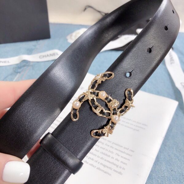 1:1 Replica Chanel Belt With Double C Buckle Black Gold Toned Hardware Women Belt
