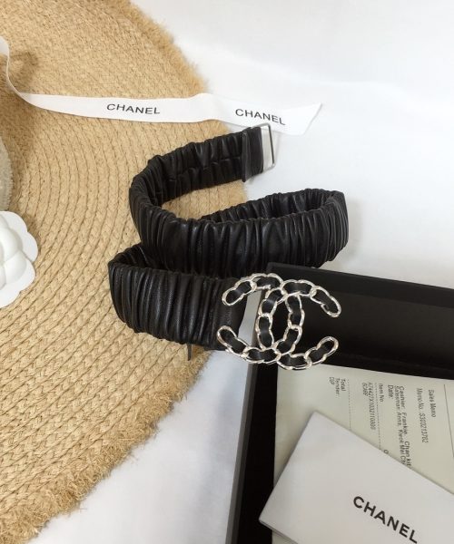 1:1 Replica Chanel Belt With Double C Buckle Black Silver-Tone Metal and Strass Women Belt