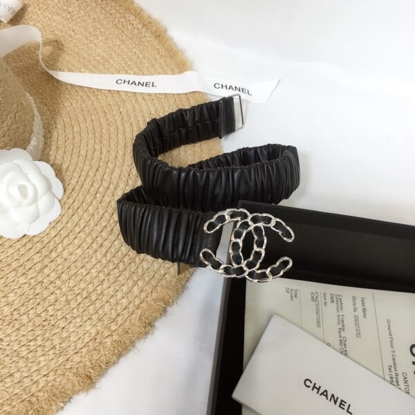 1:1 Replica Chanel Belt With Double C Buckle Black Silver-Tone Metal and Strass Women Belt