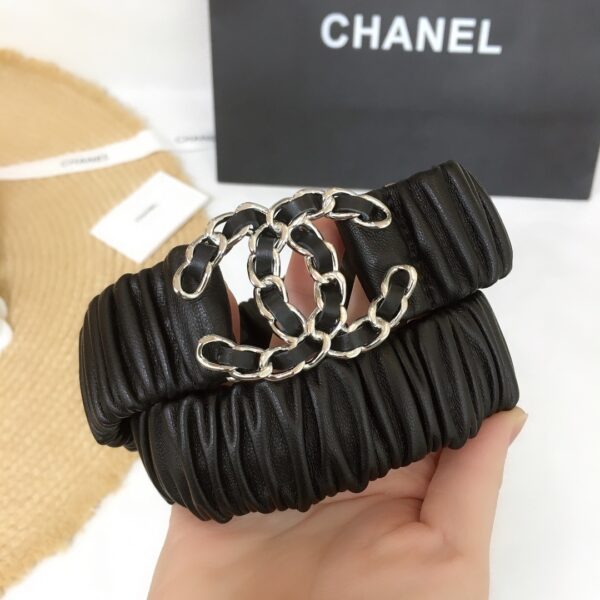 1:1 Replica Chanel Belt With Double C Buckle Black Silver-Tone Metal and Strass Women Belt