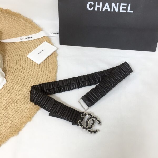 1:1 Replica Chanel Belt With Double C Buckle Black Silver-Tone Metal and Strass Women Belt