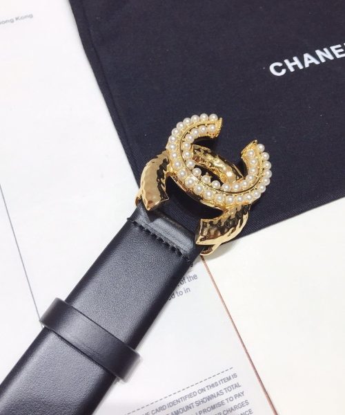 1:1 Replica Chanel Belt With Double C Buckle Black With Beaded and Silver Gold Women Belt