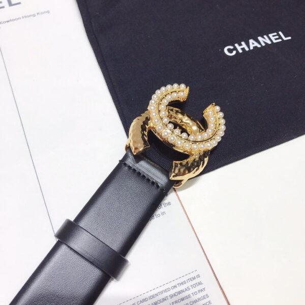 1:1 Replica Chanel Belt With Double C Buckle Black With Beaded and Silver Gold Women Belt