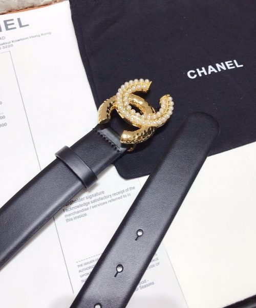 1:1 Replica Chanel Belt With Double C Buckle Black With Beaded and Silver Gold Women Belt