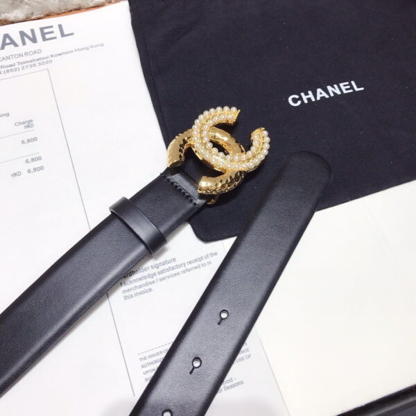 1:1 Replica Chanel Belt With Double C Buckle Black With Beaded and Silver Gold Women Belt