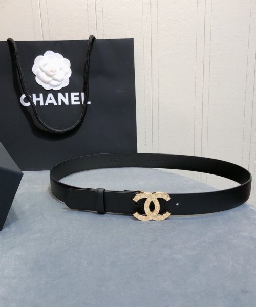 1:1 Replica Chanel Belt With Double C Buckle Black With Full Gold Toned Hardware Women Belt