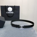 1:1 Replica Chanel Belt With Double C Buckle Black With Full Silver Hardware Women Belt