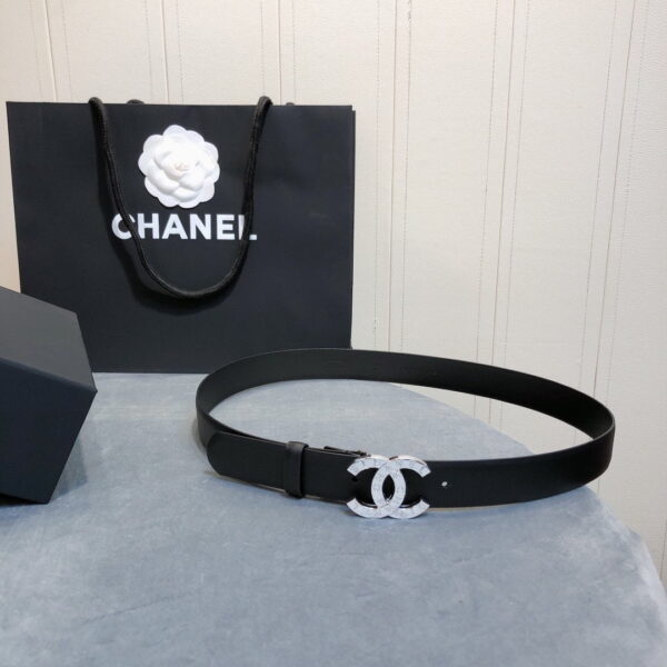 1:1 Replica Chanel Belt With Double C Buckle Black With Full Silver Hardware Women Belt