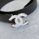 1:1 Replica Chanel Belt With Double C Buckle Black With Full Silver Hardware Women Belt