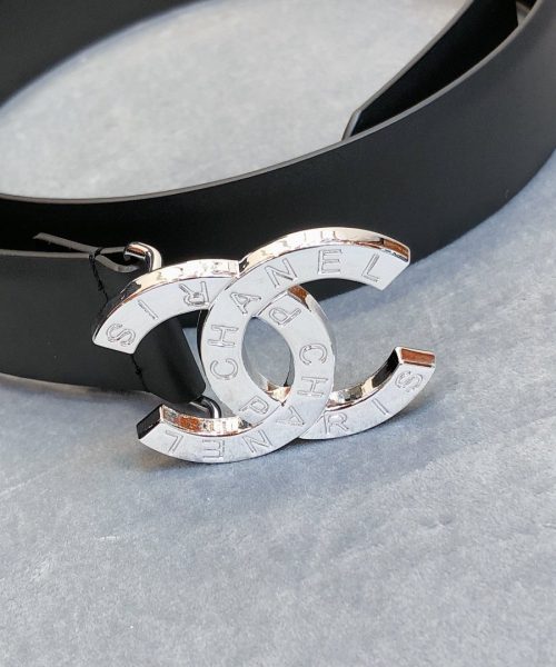 1:1 Replica Chanel Belt With Double C Buckle Black With Full Silver Hardware Women Belt