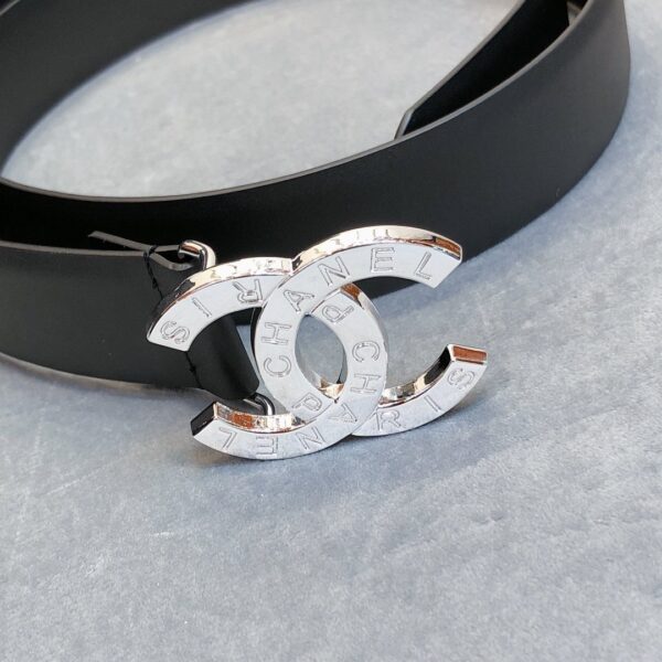 1:1 Replica Chanel Belt With Double C Buckle Black With Full Silver Hardware Women Belt