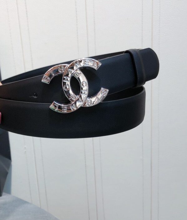 1:1 Replica Chanel Belt With Double C Buckle Black With Full Silver Hardware Women Belt