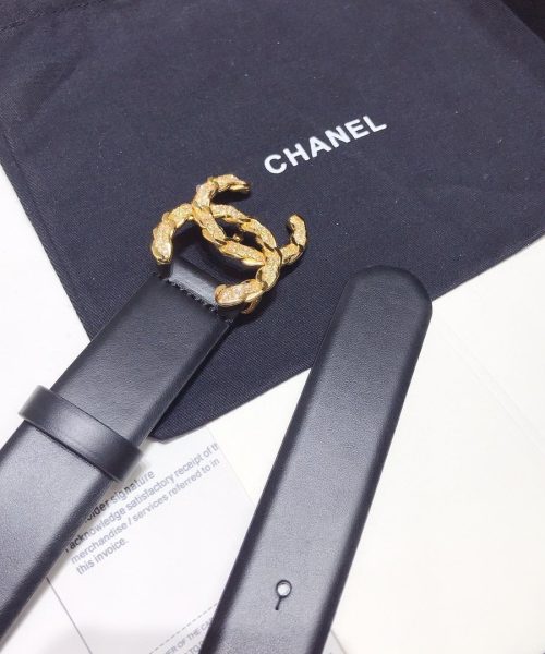 1:1 Replica Chanel Belt With Double C Buckle Black With Gold-Toned Hardware Women Belt