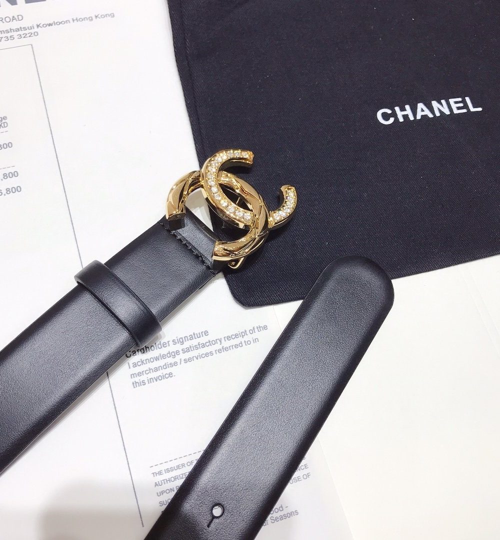 1:1 Replica Chanel Belt With Double C Buckle Black With Gold Toned Hardware Women Belt